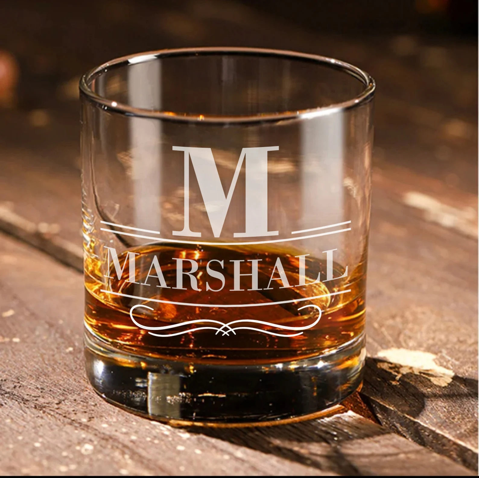 Personalized Whiskey Glass Bottom or Side Engraving Custom Monogram Gift for Him Engraved Glass for Dad Veteran Gift Father’s Day Gift