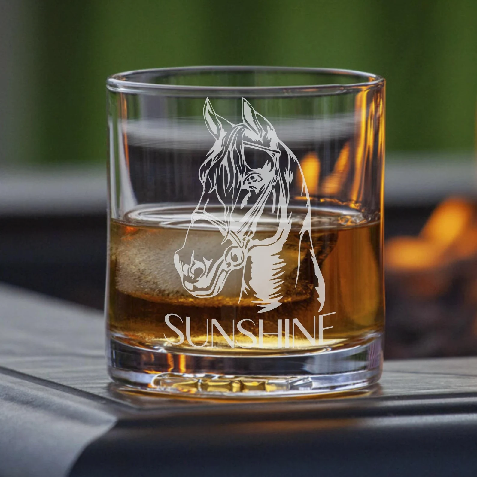 HORSE Face and NAME ENGRAVED on Glassware of your choice, Customized, Favorite Horse, Whiskey Old fashioned, Wine, Bourbon glass Personalized