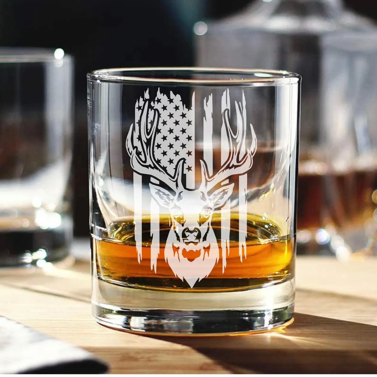 Personalized Engraved Hunting Glass Custom Whiskey, Wine, Beer Glass, Gift for Hunters, Outdoorsmen, Best Dad, Grandpa, or Father’s Day Gift