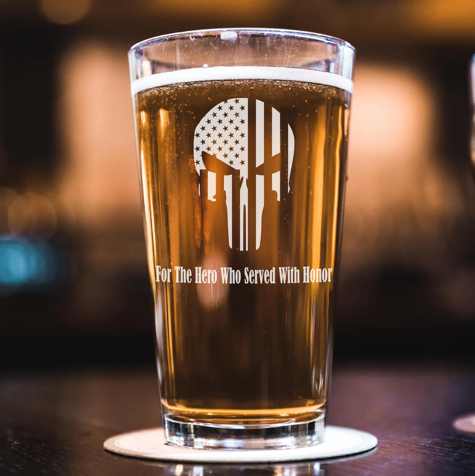 Proud Veteran Gift Engraved Military Whiskey Glass Personalized Army Beer Pint Veteran Gift Wine Glass Custom Gift For Partner