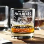 American Soldier Gift Engraved Whiskey Glass Personalized American Army Rocks Glass Veteran Gift for Dad Custom Father's Day Gift Retirement