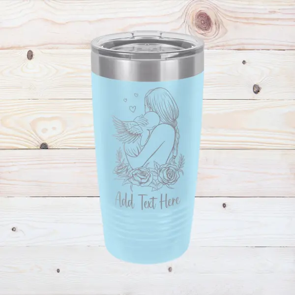 Mother Holding Angel Baby Engraved 20 oz Tumbler Floral Gift for Mom Custom Newborn Tumbler Gift Personalized Mother Gift from Family - Image 2