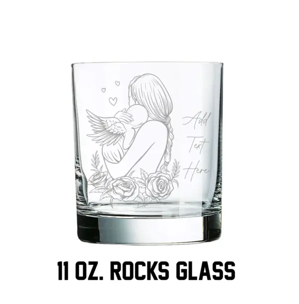 Mother and Angel Child Engraved Glass Gift Custom Floral Glass Personalized Mother's Day Glass Gift Newborn Baby Mama Gift for Daughter - Image 2