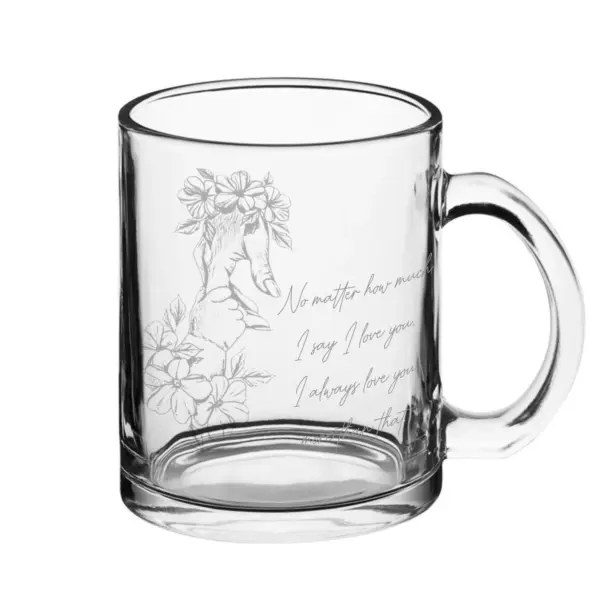 Coffee Cup Mother and Child Engraved Gift Custom Floral Child Hand Holding Mom Hand Glass Coffee Cup Personalized Mother's Day Gift for Mom - Image 3