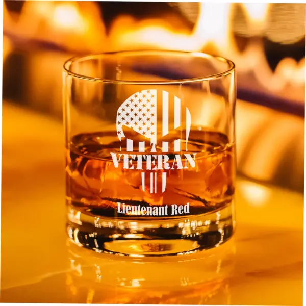 Proud Veteran Gift Engraved Military Whiskey Glass Personalized Army Beer Pint Veteran Gift Wine Glass Custom Gift For Partner - Image 2