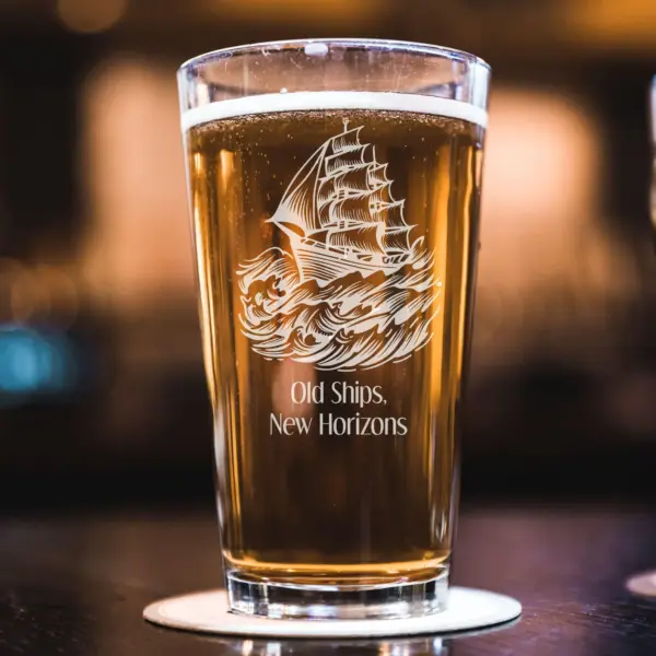 Personalized Nautical Ship Glass - Engraved Whiskey, Wine, Beer Glass - Custom Pirate Captain Sailor Gift, Old Fashioned Marine Barware - Image 3