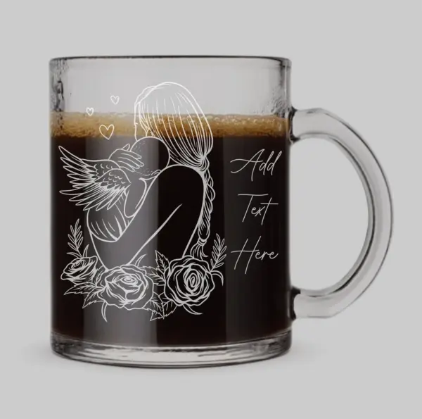 Mom and Child Coffee Cup Engraved Gift Custom Floral Mother Holding Angel Child Glass Coffee Cup Personalized Mother's Day Gift for Mom - Image 3