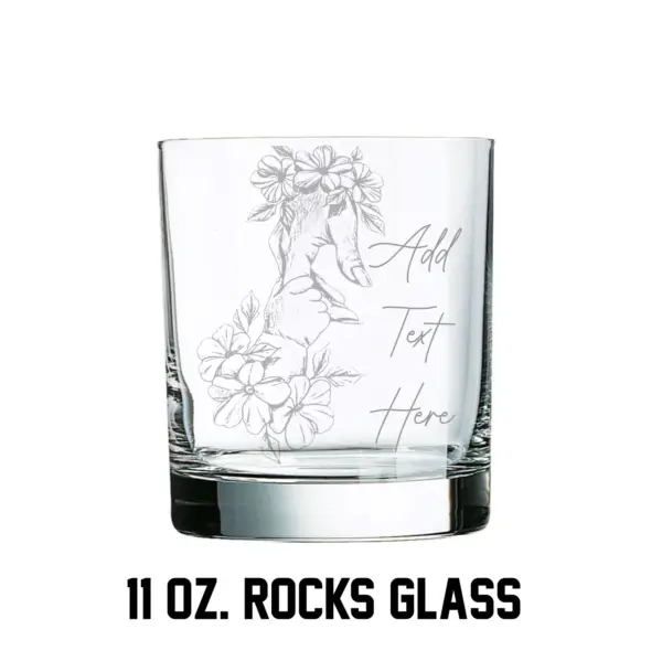 Mother and Child Engraved Glass Gift Custom Floral Child Hand Holding Mom Hand Glass Personalized Mother's Day Glass Gift for Mom - Image 2