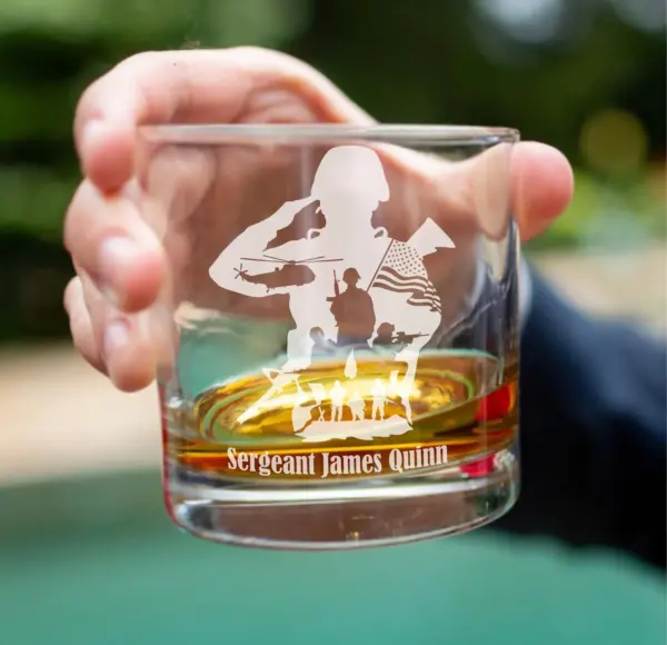 Soldier Veteran Gift Engraved Military Whiskey Glass Personalized Army Beer Pint Proud Veteran Gift for Dad Custom Father's Day Gift - Image 2
