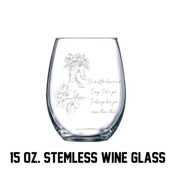 Mother and Child Engraved Glass Gift Custom Floral Child Hand Holding Mom Hand Glass Personalized Mother's Day Glass Gift for Mom - Image 3