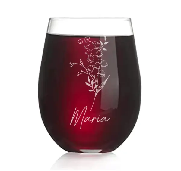 Custom Birth Flower Wine Glass Engraved Mother's Day Gift Bridesmaid Proposal Personalized Gift for Mom Floral Personalized Glass for Her - Image 3