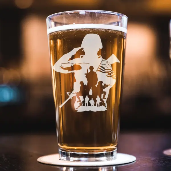 Soldier Veteran Gift Engraved Military Whiskey Glass Personalized Army Beer Pint Proud Veteran Gift for Dad Custom Father's Day Gift - Image 4