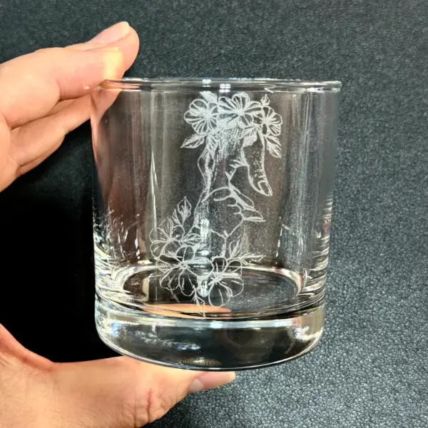 Mother and Child Engraved Glass Gift Custom Floral Child Hand Holding Mom Hand Glass Personalized Mother's Day Glass Gift for Mom - Image 5