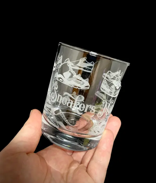 SNEAKERS Glass Gift ENGRAVED Old Fashioned Glass Sports Shoes Sneakers Glass Gift for Him Glass Gift Engraved for Her - Image 2
