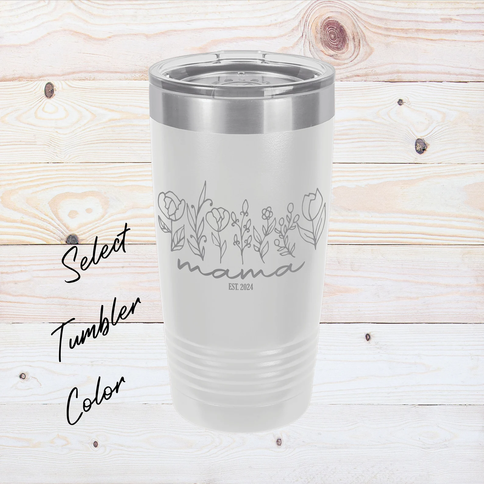 Flower Gift for Mama Engraved 20 oz Tumbler Mother’s Day Gift Custom Hand Drown Flower Tumbler Gift for Mother Welcome to Motherhood Gift