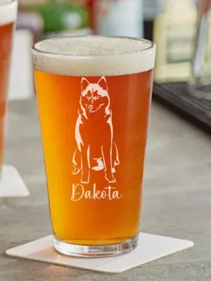 Custom Husky Engraved Whiskey, Wine, Beer Glass, Personalized Dog Lover Gift for Husky Dog Mom Dog Dad, Memorial, Birthday, Best Friend