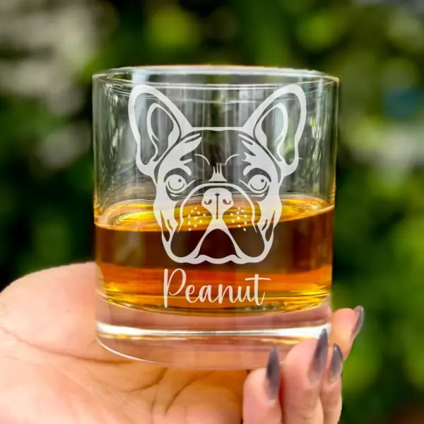 French Bulldog Engraved Glass Whiskey, Wine or Beer Glass Memorial Dog Gift Personalized Dog Mom Gift Dog Dad Gift Custom Pet Lover Glass