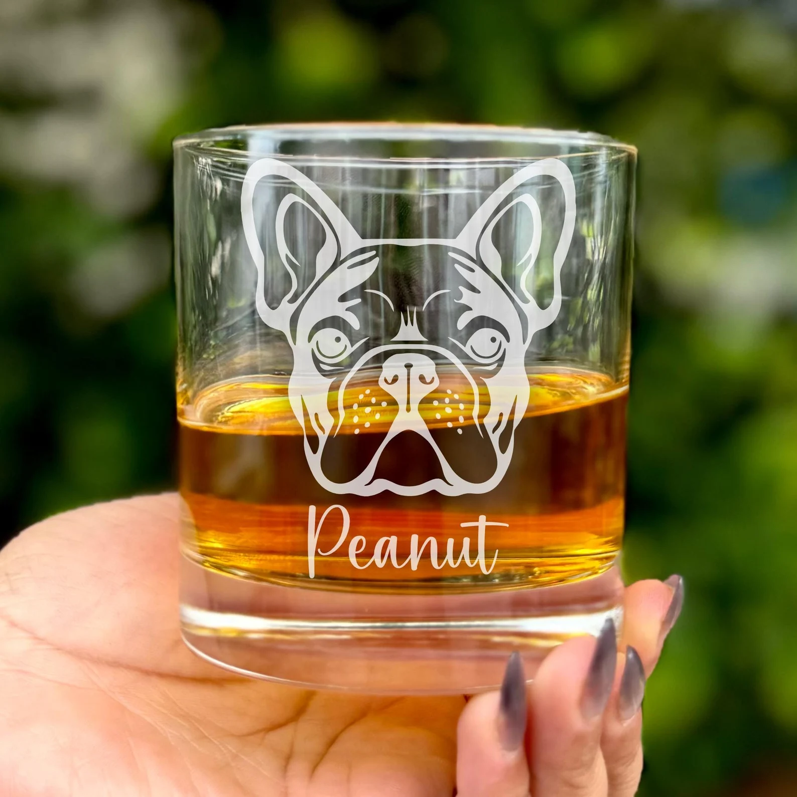 French Bulldog Engraved Glass Whiskey, Wine or Beer Glass Memorial Dog Gift Personalized Dog Mom Gift Dog Dad Gift Custom Pet Lover Glass