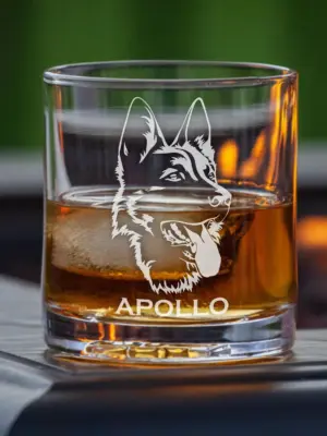 Personalized German Shepherd Dog Engraved Glass - Custom Whiskey, Wine, or Beer Glass - Etched Pet Memorial or Birthday Gift, Dog Lover Gift
