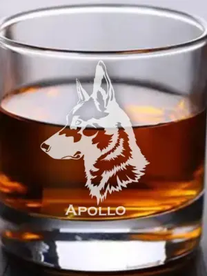Belgium MALINOIS Dog Face and Name ENGRAVED on a Glassware of your choice, Dog Lover, Dog Personalized, New Pet, Wine, Beer, Etched