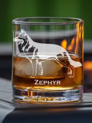 Custom Engraved German Shepherd Whiskey Glass, Wine, Beer Glass Personalized Dog Memorial Gift for Dog Mom,German Shepherd Dog Dad,Pet Lover