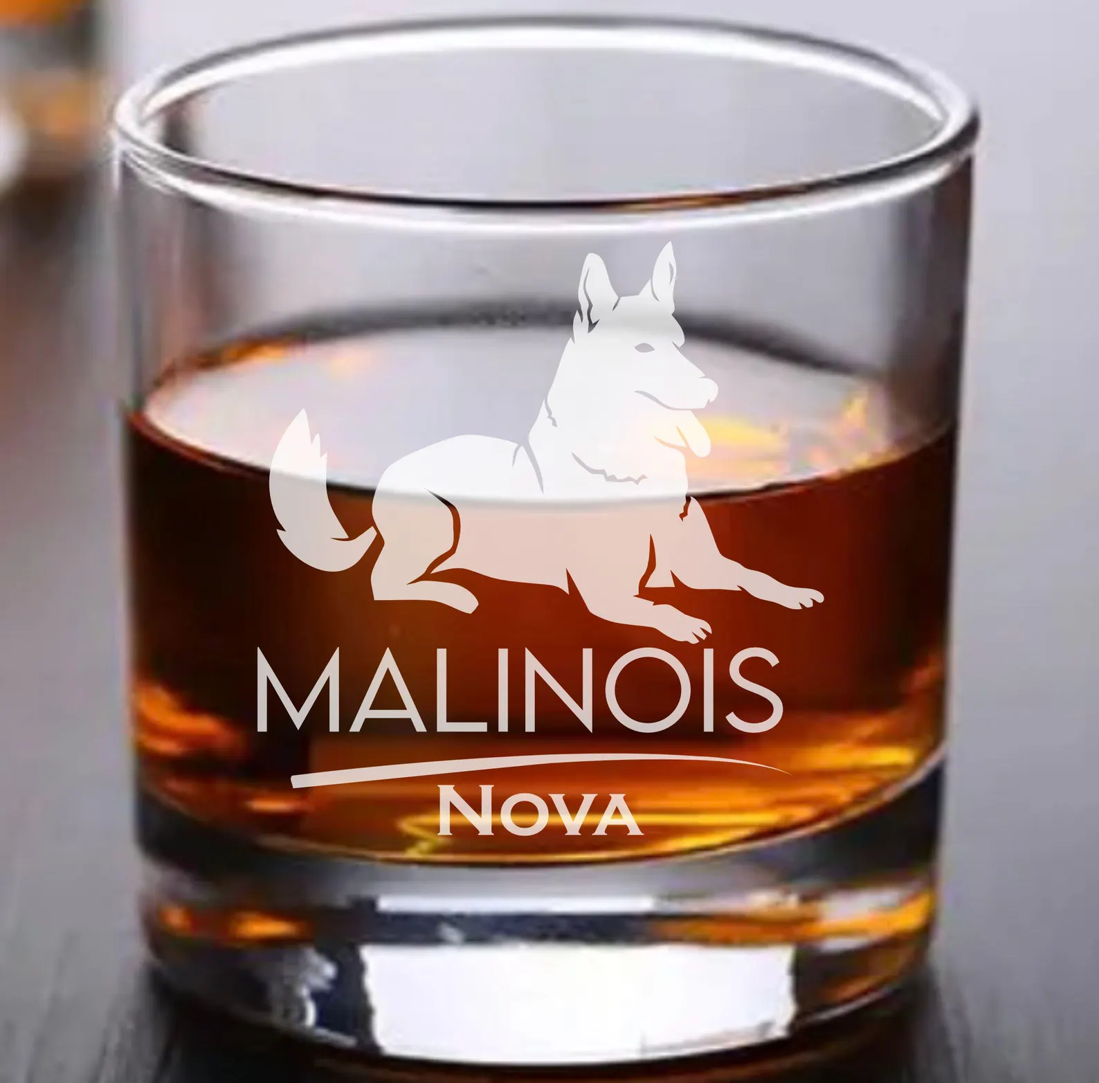 Personalized Belgian Malinois Dog Engraved Glass – Custom Whiskey, Wine, or Beer Glass – Pet Lover Gift, Dog Memorial, New Pet Gift