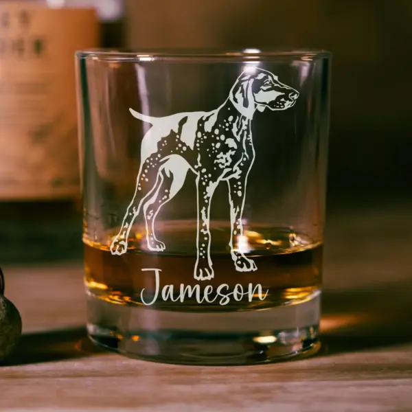 Personalized Engraved German Pointer Dog Whiskey, Wine, or Beer Glass – Custom Gift for Dog Lovers, Hunters, Pet Owners, Dog Dad, Dog Mom