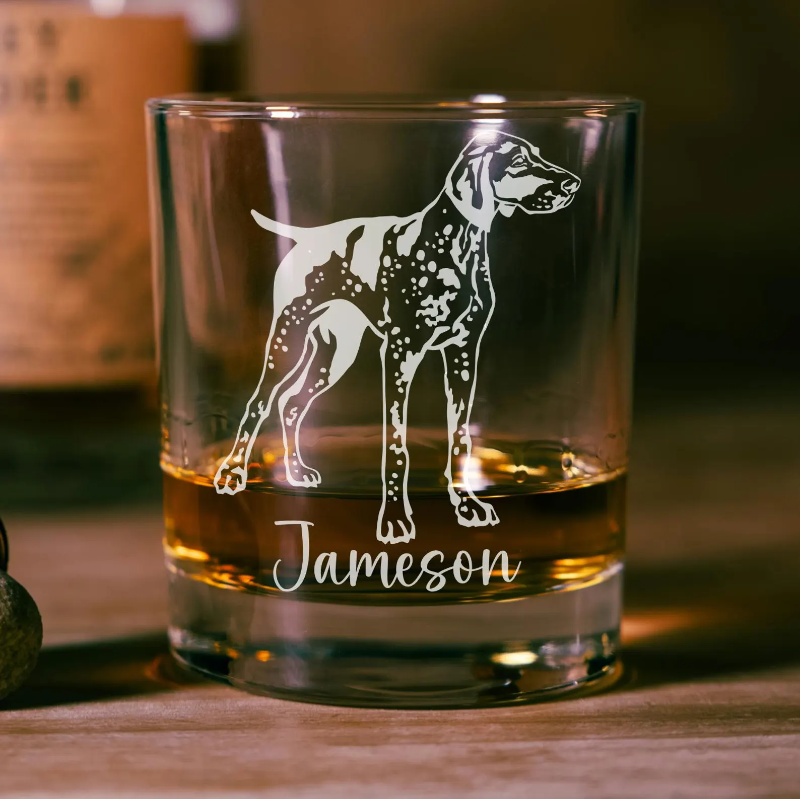 Personalized Engraved German Pointer Dog Whiskey, Wine, or Beer Glass – Custom Gift for Dog Lovers, Hunters, Pet Owners, Dog Dad, Dog Mom