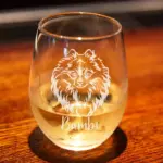 Personalized Pomeranian Engraved 15 oz Wine Glass – Custom Dog Lover Gift, Pet Owner Keepsake, Birthday, Housewarming, Animal Lover Glass