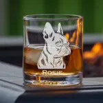Custom FRENCH Bulldog Dog Etched Whiskey Glass or Stemless Wine Glass Memorial Dog Gift Engraved Personalized Dog Mom Gift Dog Dad Gift