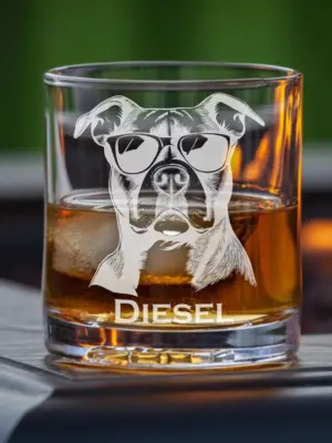 Personalized American Pitbull Engraved Glass - Custom Whiskey, Wine, or Beer Glass- Dog Lover Gift, Pet Memorial, Animal Lover, Housewarming