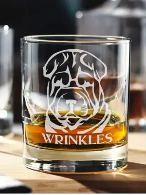 Shar Pei Dog Engraved Whiskey, Wine or Beer Glass Personalized Dog Memorial Gift Custom Dog Mom Gift for Dog Dad Favorite Puppy, Dog Lover
