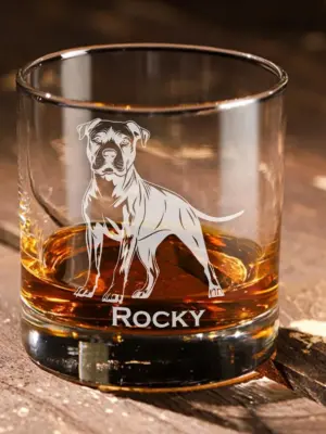 Personalized Pitbull Engraved Glass - Custom Whiskey, Wine, or Beer Glass- Dog Lover Gift, Pet Memorial, Animal Lover, Housewarming, Dog Mom