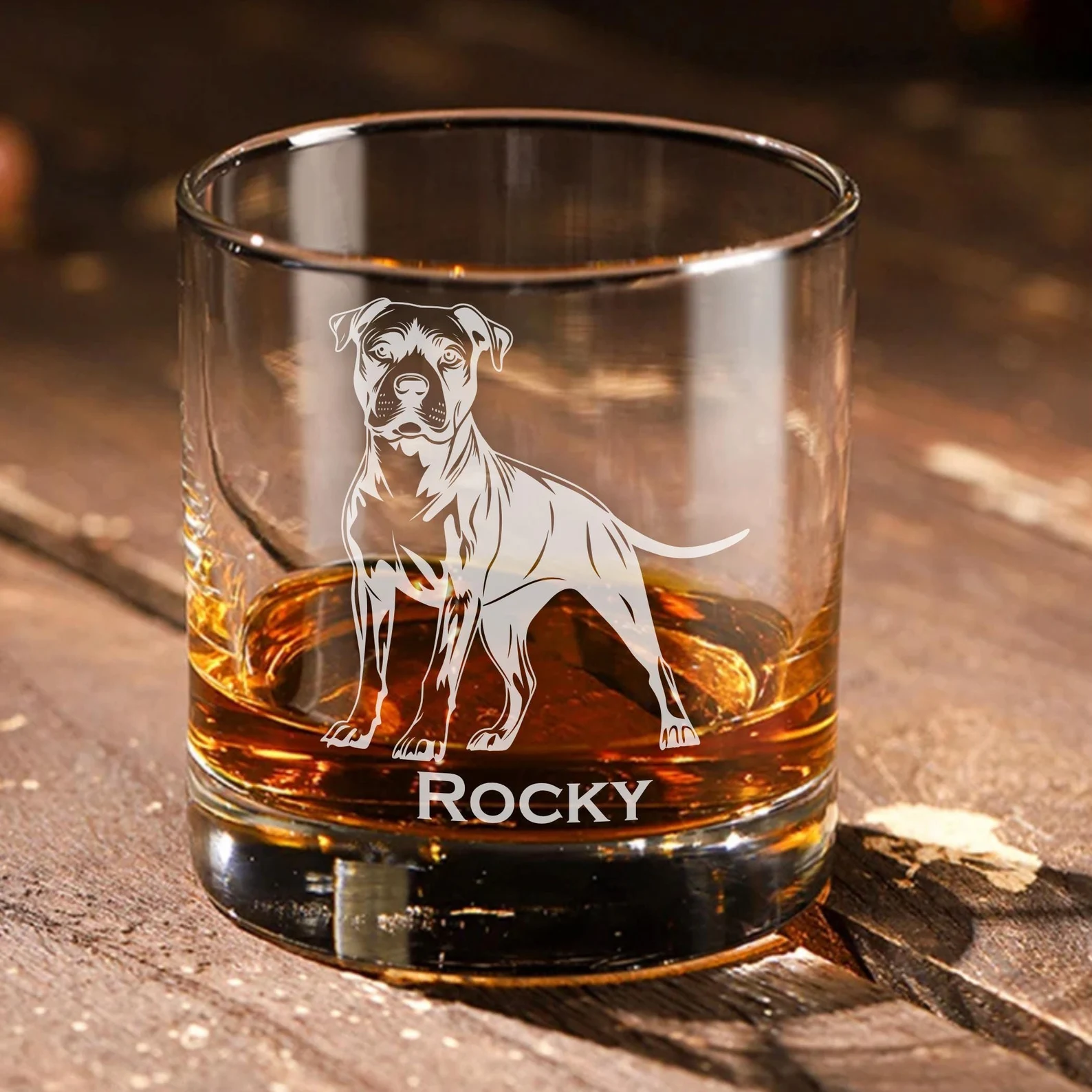 Personalized Pitbull Engraved Glass – Custom Whiskey, Wine, or Beer Glass- Dog Lover Gift, Pet Memorial, Animal Lover, Housewarming, Dog Mom