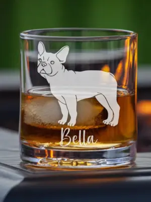 Custom Engraved French Bulldog Whiskey, Beer, or Wine Glass | Personalized Dog Memorial Gift | Pet Lover Keepsake | Dog Mom & Dad Gift