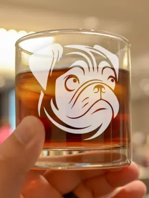 Personalized Pug Dog Engraved Whiskey, Beer, or Wine Glass, Custom Dog Memorial Gift, Pug Dog Mom & Dad Gift, Pet Lover Gift, Engraved Pug