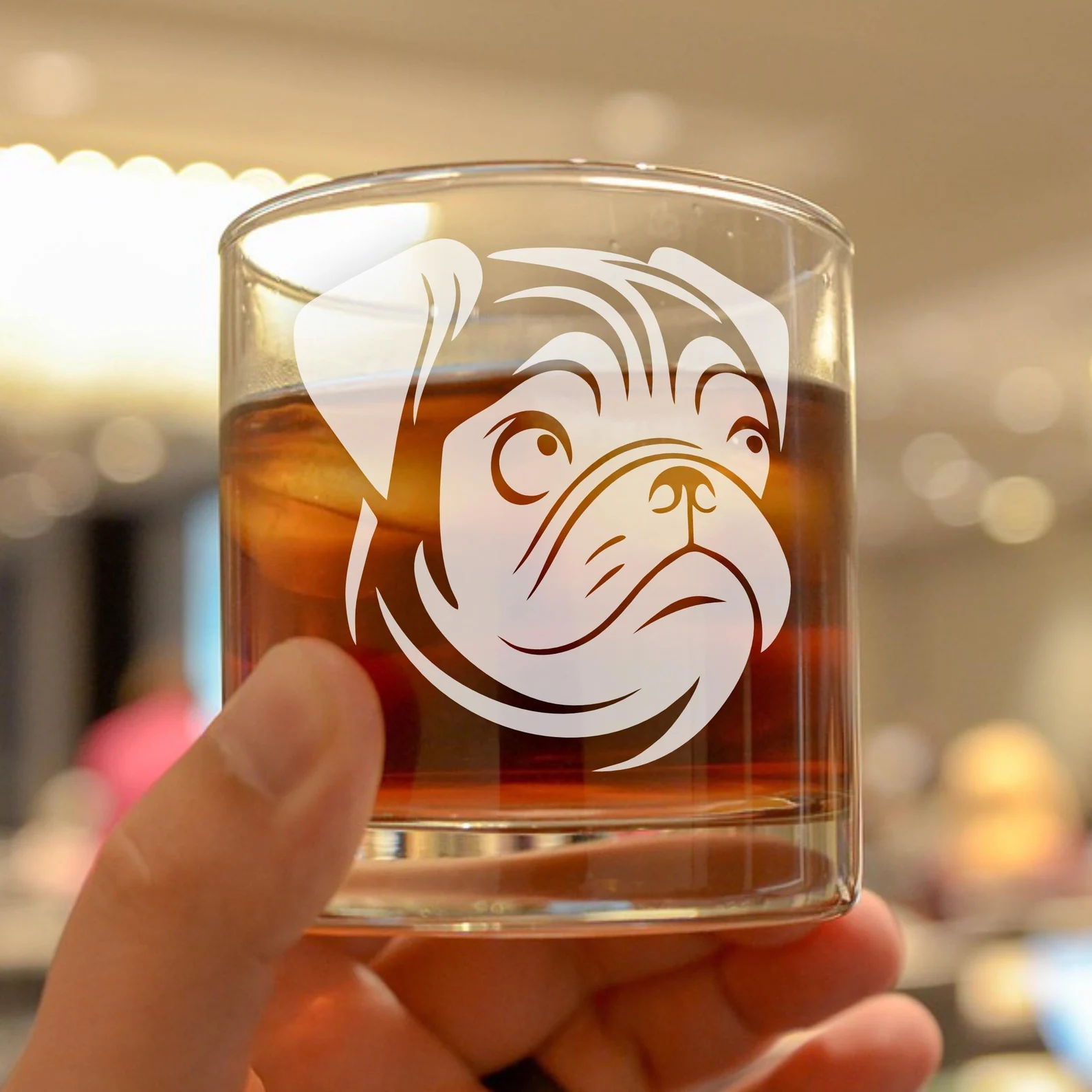 Personalized Pug Dog Engraved Whiskey, Beer, or Wine Glass, Custom Dog Memorial Gift, Pug Dog Mom & Dad Gift, Pet Lover Gift, Engraved Pug