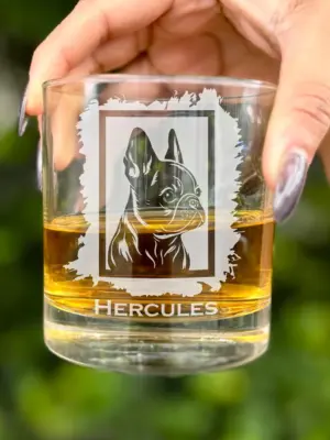 Personalized French Bulldog Engraved Whiskey, Beer, or Wine Glass | Custom Dog Memorial Gift | Dog Mom & Dad Gift | Pet Lover Keepsake