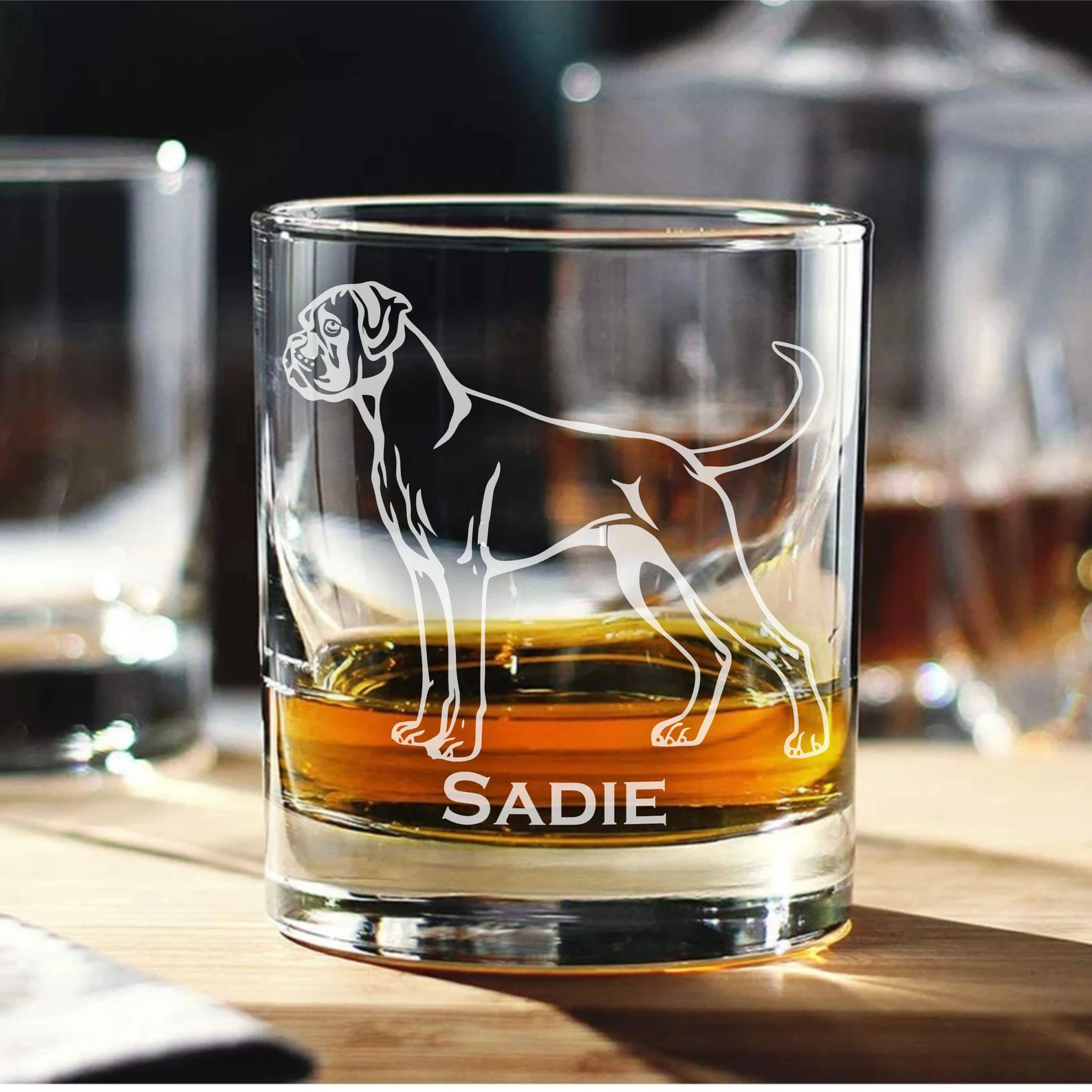 Personalized Boxer Dog Engraved Whiskey Beer Wine Glass | Custom Dog Lover Gift | Dog Memorial Glass | Gift for Him or Her | Boxer Dog Mom