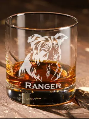 Personalized Border Collie Engraved Glass - Custom Dog Lover Gift, Pet Memorial, Whiskey, Wine, Beer Glass, Dog Mom & Dog Dad Gift