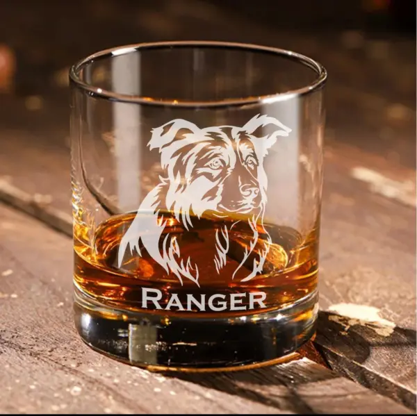 Personalized Border Collie Engraved Glass - Custom Dog Lover Gift, Pet Memorial, Whiskey, Wine, Beer Glass, Dog Mom & Dog Dad Gift