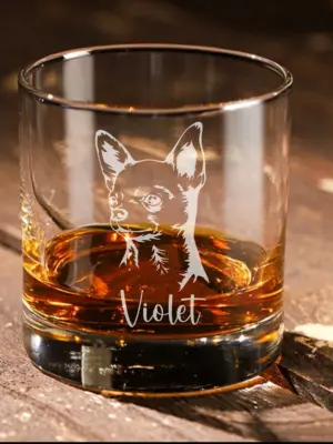 Chihuahua Engraved Whiskey Glass Gift for Dog Mom Custom Dog Lover Whiskey Glass Chihuahua Dog Dad Gift Dog Memorial Gift Chihuahua Birthday
