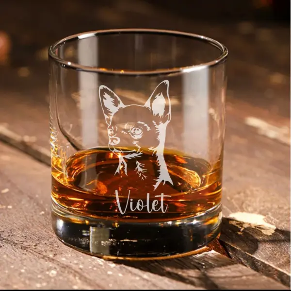 Chihuahua Engraved Whiskey Glass Gift for Dog Mom Custom Dog Lover Whiskey Glass Chihuahua Dog Dad Gift Dog Memorial Gift Chihuahua Birthday