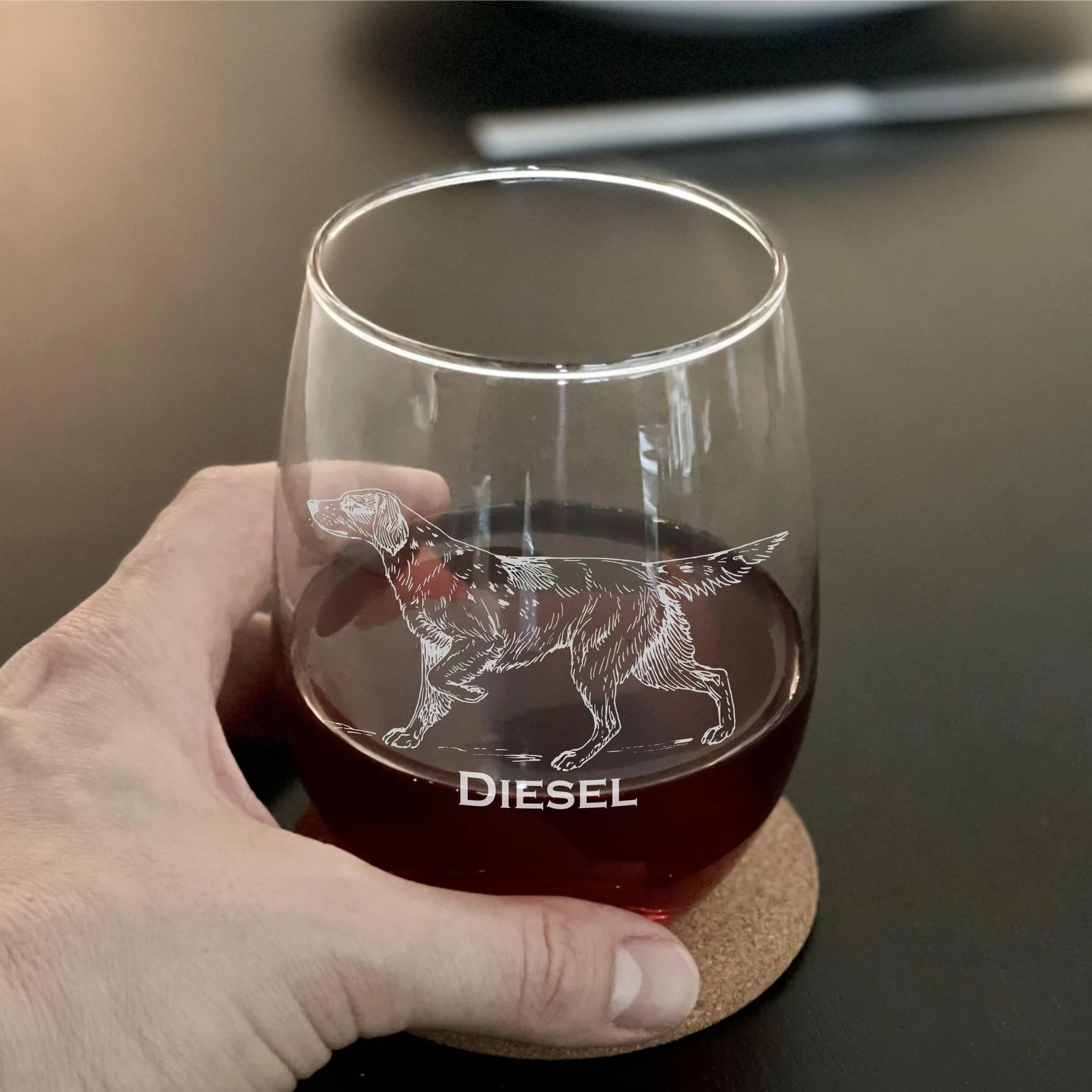 Custom Engraved Hound Dog Whiskey Glass – Personalized Pet Gift, Dog Memorial, Custom Beer Glass, Wine Glass, Unique Dog Lover Gift