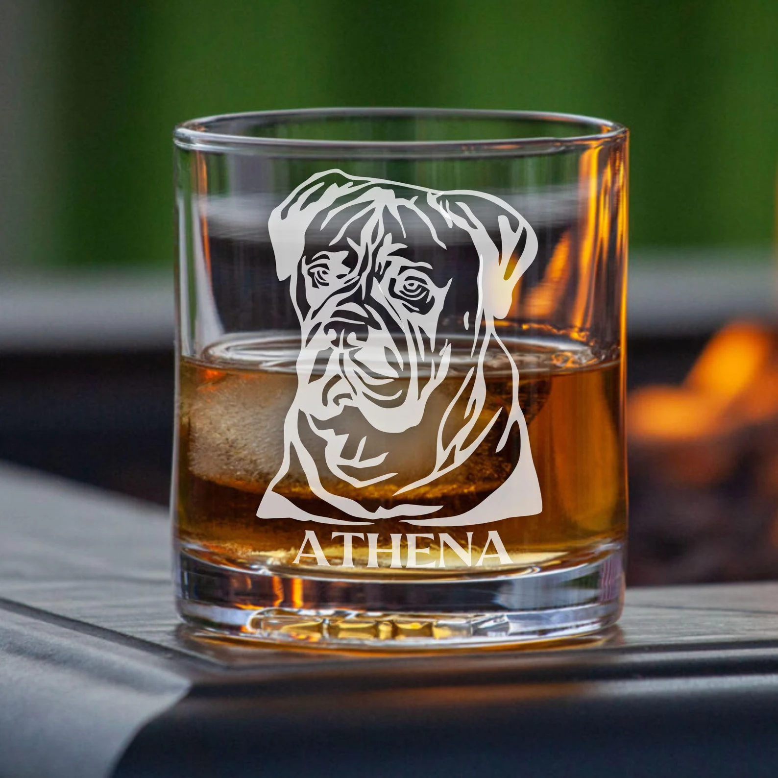 Personalized Bullmastiff Dog Glass – Engraved Whiskey, Wine, Beer Glass | Custom Dog Memorial Gift for Dog Mom & Dog Dad