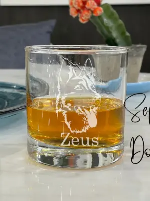 Custom Dog Engraved Whiskey Glass - Personalized Dog Rocks Glass - Dog Mom Gift, Dog Dad Gift, Dog Memorial Gift, Pet Lover Gift