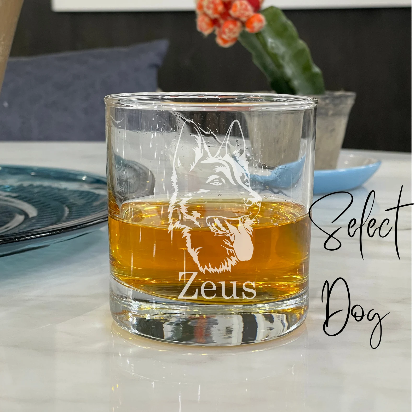 Custom Dog Engraved Whiskey Glass – Personalized Dog Rocks Glass – Dog Mom Gift, Dog Dad Gift, Dog Memorial Gift, Pet Lover Gift