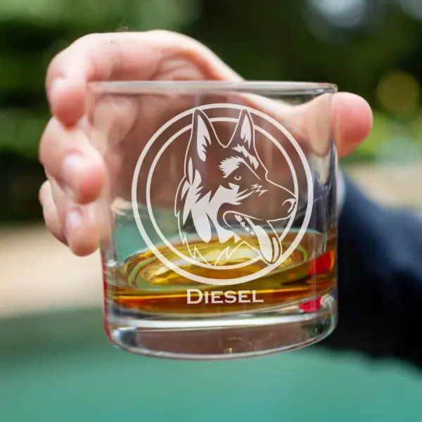 Personalized German Shepherd Engraved Whiskey, Wine, or Beer Glass | Custom Dog Memorial Gift for Dog Moms, Dads & Pet Lovers