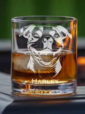 American Pitbull Personalized Engraved Glass - Custom Whiskey, Wine, or Beer Glass- Dog Lover Gift, Pet Memorial, Animal Lover, Dog Mom Gift