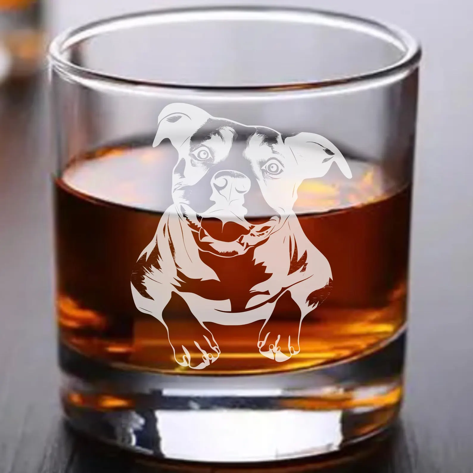 Custom American Pitbull Engraved Glass – Personalized Whiskey, Wine, or Beer Glass- Dog Lover Gift, Pet Memorial, Dog Dad Gift, Housewarming